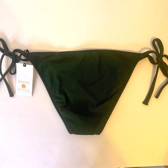 Shade & Shore textured dark green cheeky string bikini bottoms, Sz. S, NWT - Picture 3 of 5